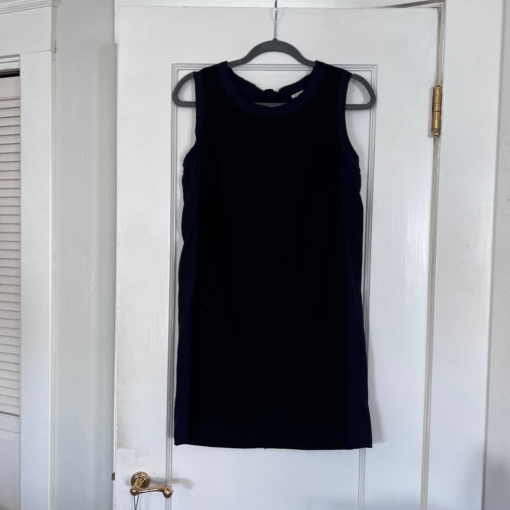 J.Crew Black & Navy Silk and Wool Shift Dress, sz 2